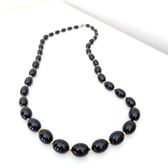 Monet Jewelry - Vintage Black Beaded Monet Costume Necklace